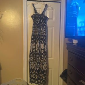 Black and white patterned summer long dress